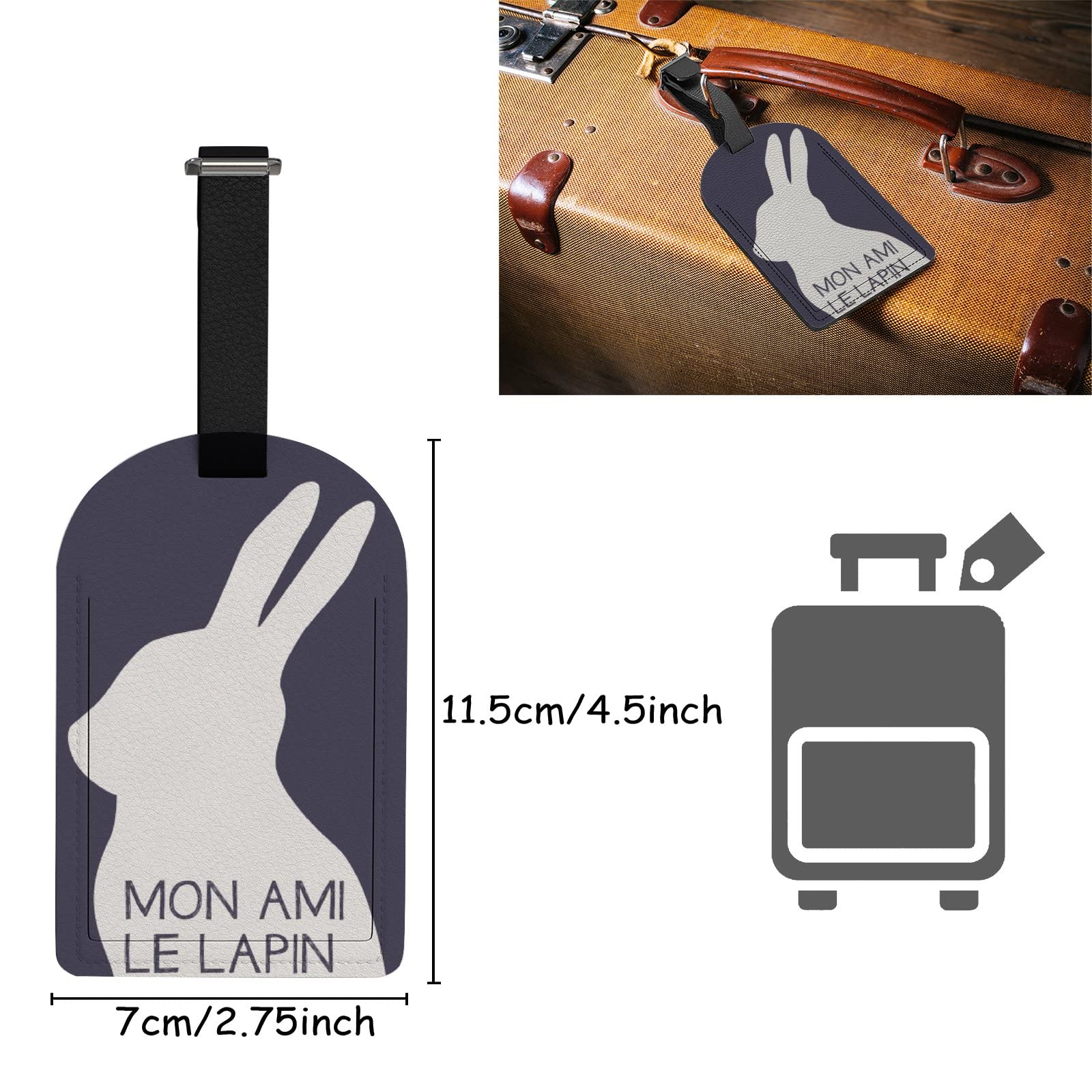 Amazon.co.jp: 荷物タグ 2pcs ネームタグ うさぎ柄 影 PUレザ 紛失防止